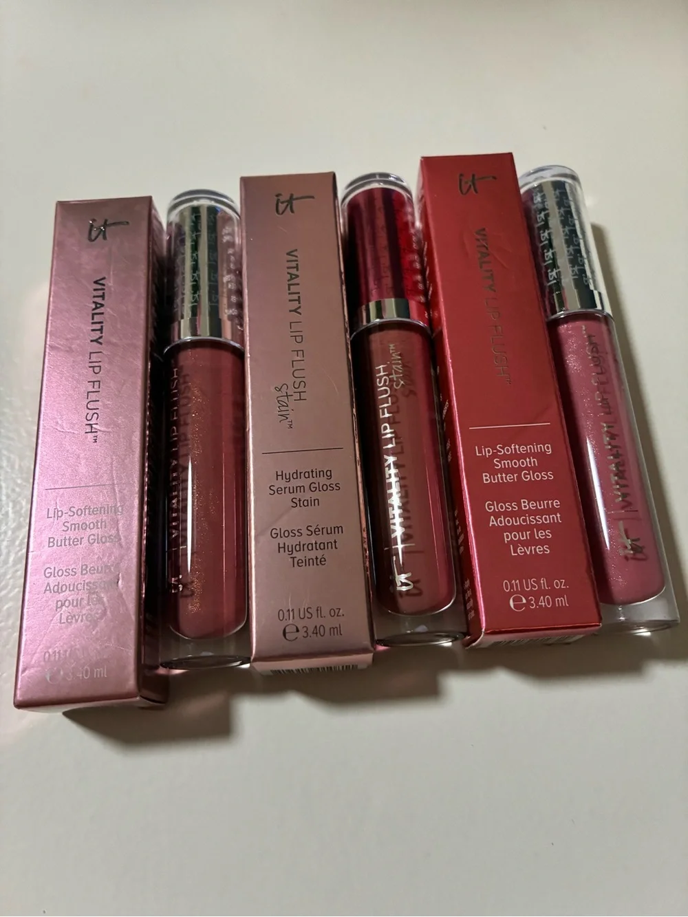 it cosmetics Vitality Lip Flush Serum Gloss Trio – Rose, Mauve, Berry Pink